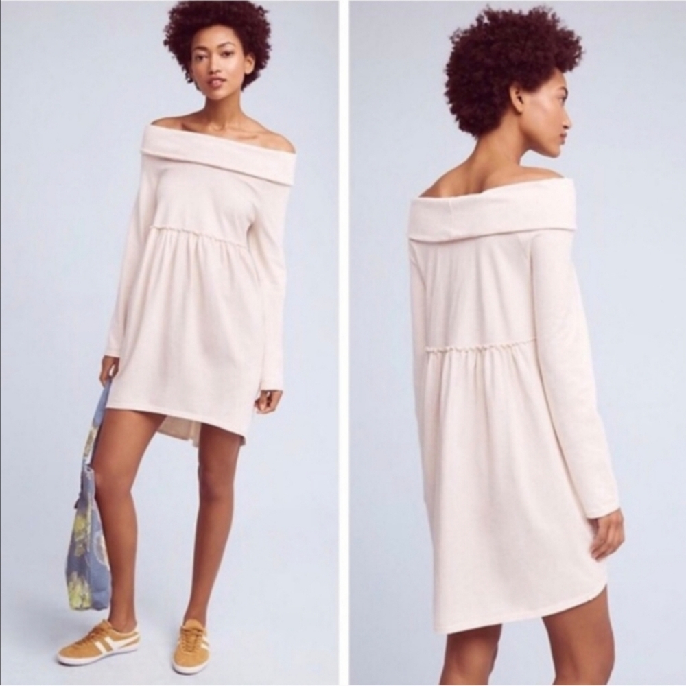 Anthropologie Saturday Sunday Off the Shoulder Cocoon Dress Creme Size XS